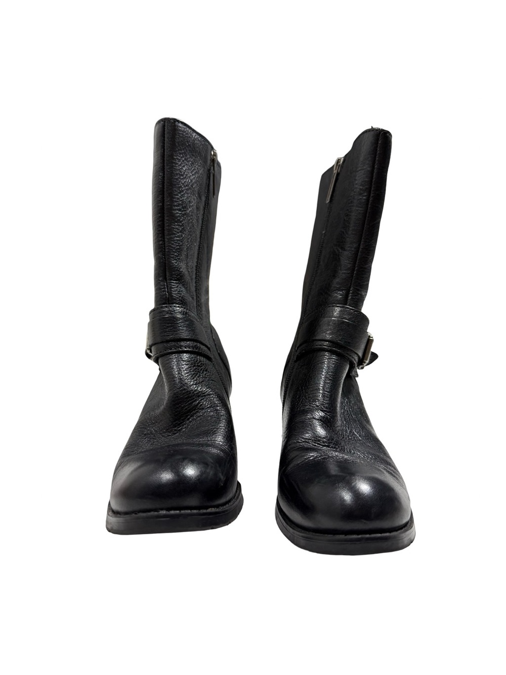 Harley Davidson Womens 8 Serita Black Leather Moto Harness Boots Biker Side Zip - Picture 2 of 15
